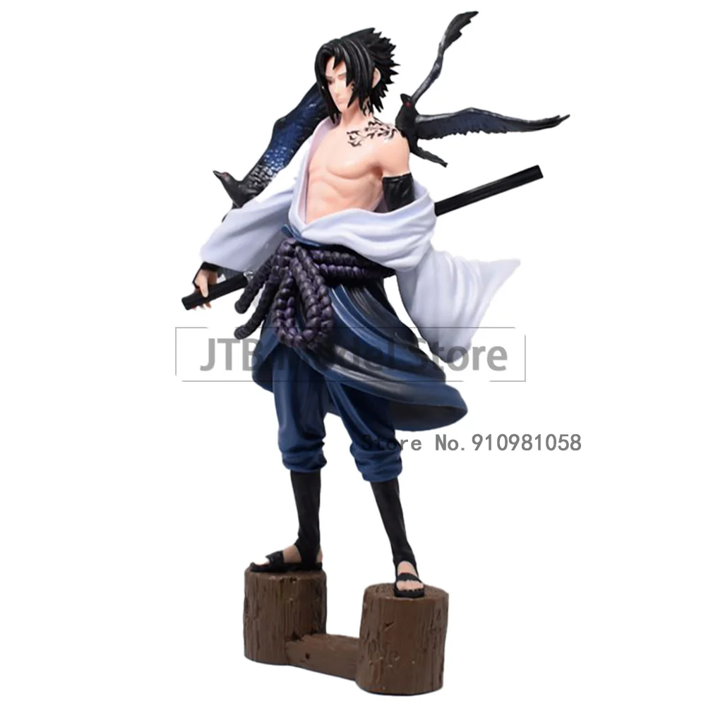 

Naruto Shippuden Anime Figure Action GK Curse Seal Uchiha Sasuke Figma 27cm ABS Statue Crow Model Ornament Toys For Children
