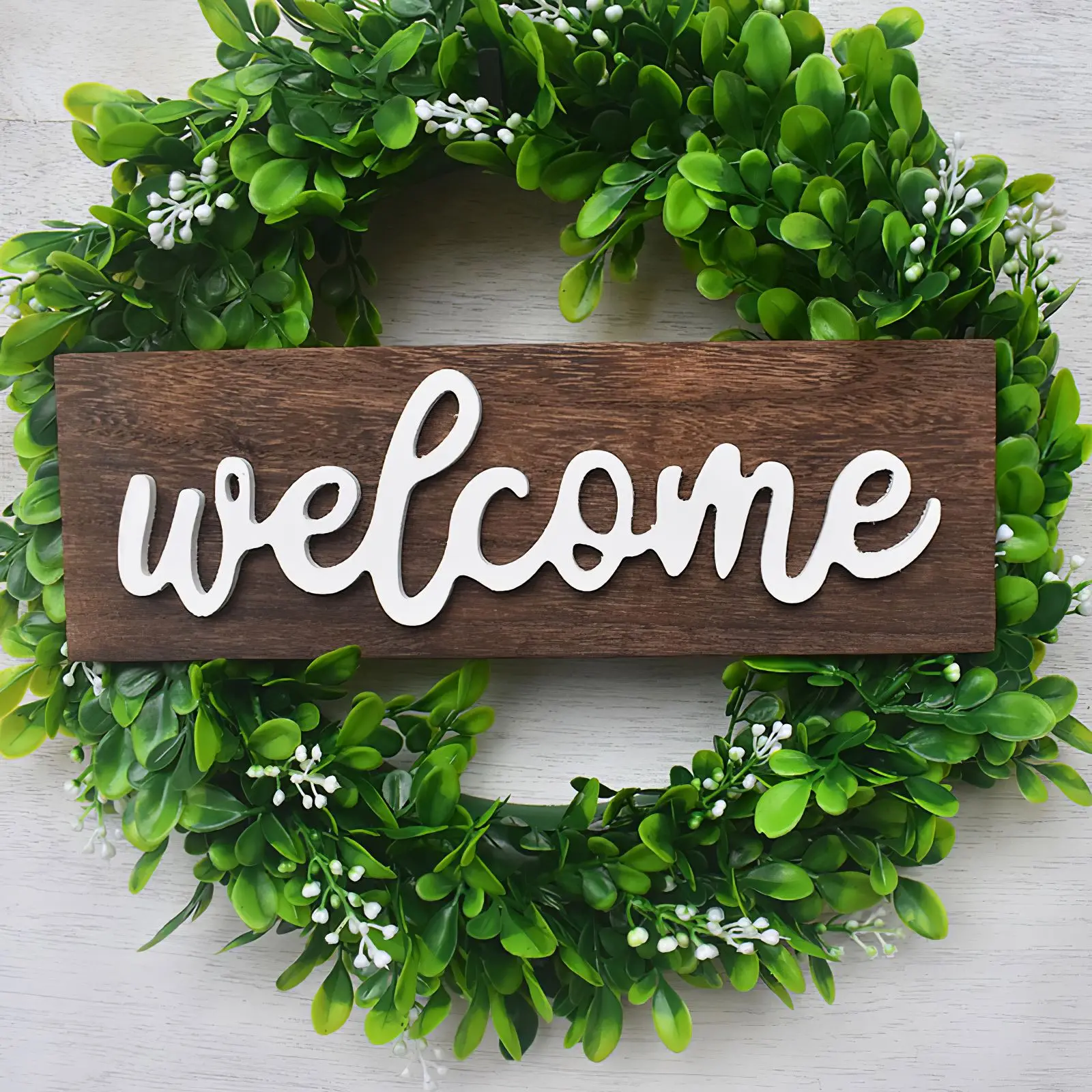 Искусственный венок искусственный из коробки круглые зеленые листья зеленая