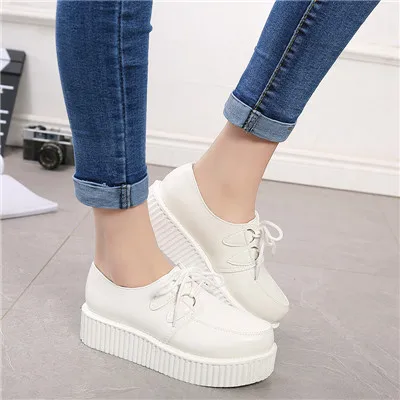 picture 4 FeiYiTu Демисезонный криперы, женская обувь на плоской подошве и на шнурках кроссовки из плотной ткани на платформе разноцветные размер 35-39 - Цвет: picture 4