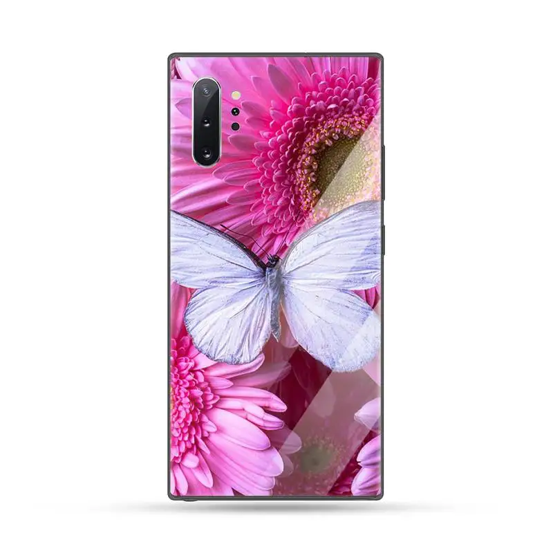

Flowers butterflies Phone Case Tempered glass For Samsung S6 S7 edge S8 S9 S10 e plus note8 9 10 pro