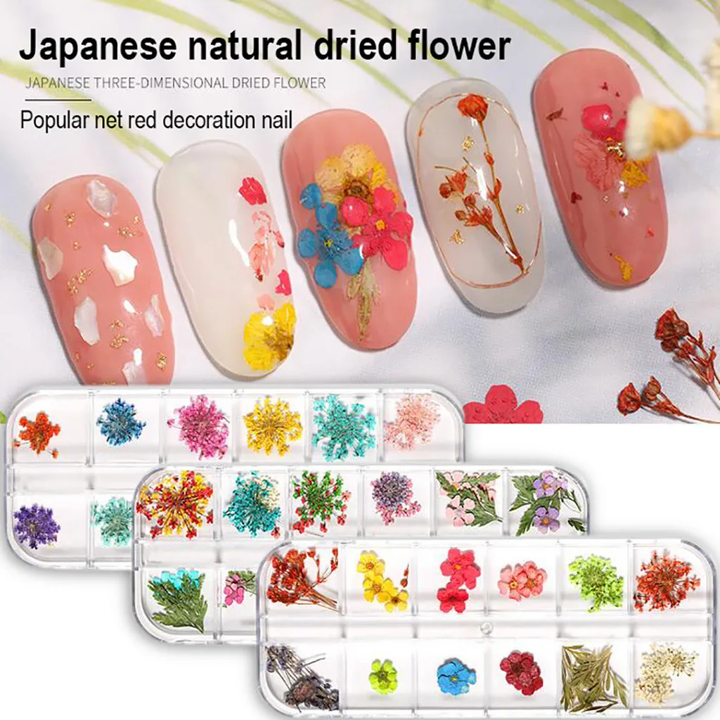 12 цветов смешанные сухие цветы украшения для ногтей ювелирные изделия