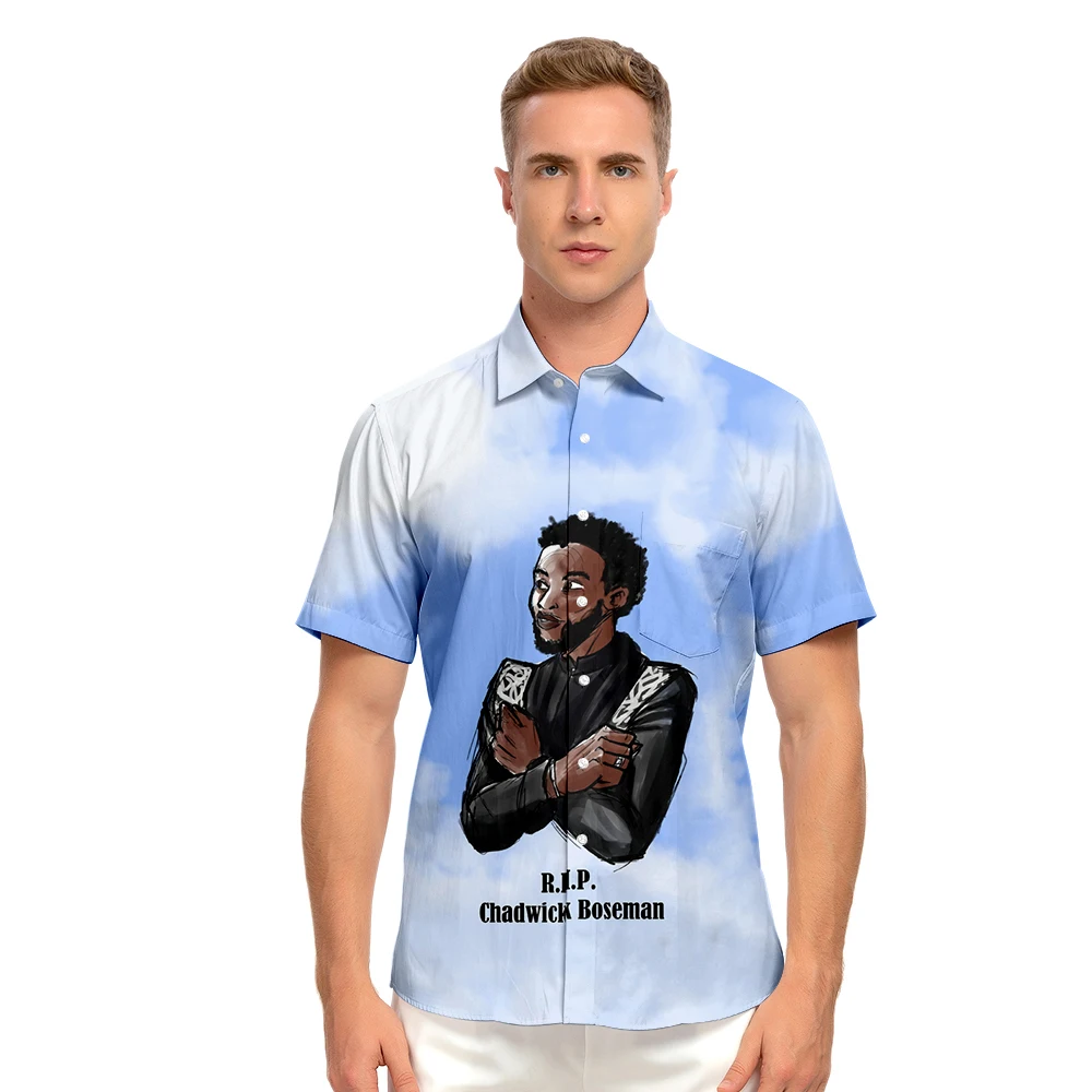 Рубашка знаменитого актера R.I.P.Chadwick Boseman с 3D принтом Мужская рубашка Летняя