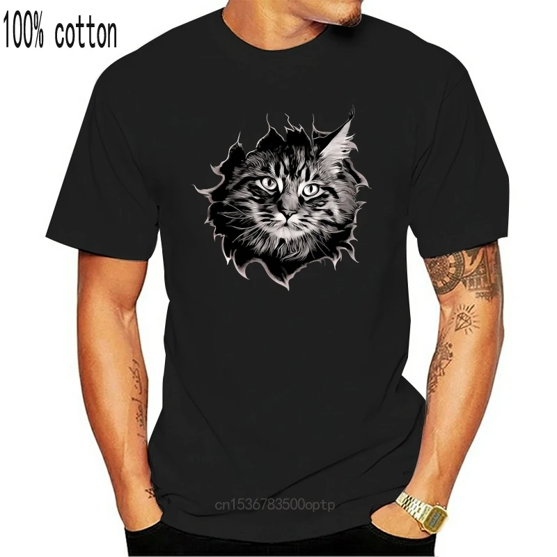 

New Men T Shirt Maine Coon Funny Cat Shirt tshirt Women T-Shirt