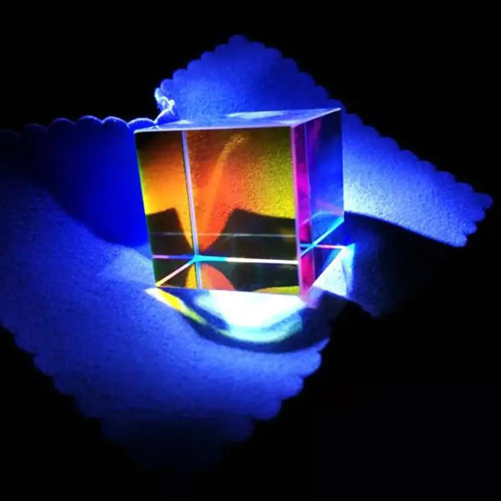 Красочные комбайнер Splitter кросс-Двуцветные куб RGB Призма оптический Стекло в