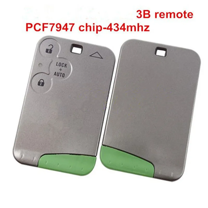 3 кнопки дистанционного ключа laguna 2 pcf7947 чип 434 МГц для Renault Laguna ключ и Velsatis карты