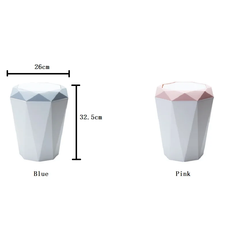 

2 Colors Creative Plastic Diamonds Garbage Baskets Nordic Color Style Home Bathroom Living Room Trash Storage Bins