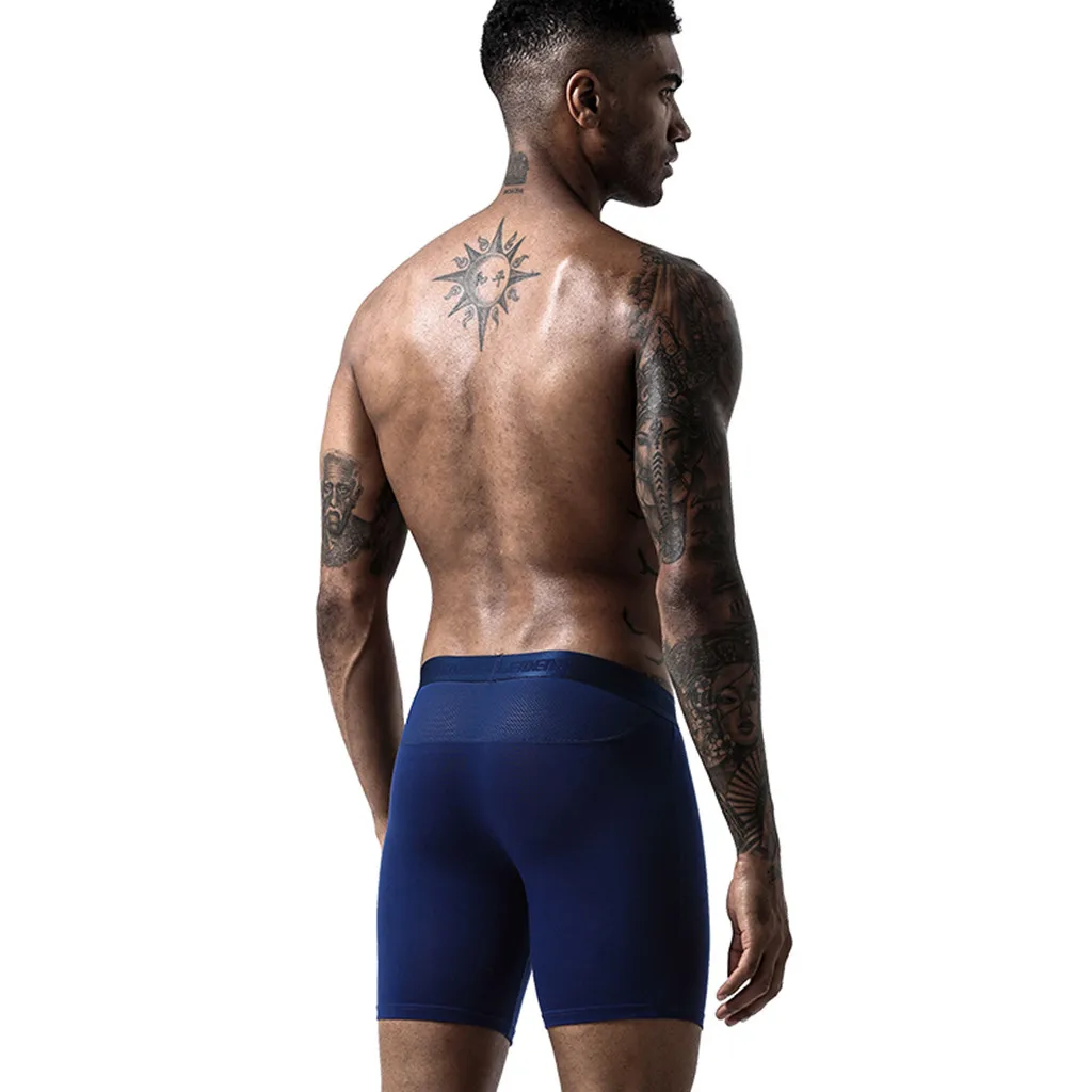 

Men's Sexy Elastic Slim Breathable Sports Underwear Men Underwear Male Underpants Bikini Pant Quick Drying Long Flat Pants#S