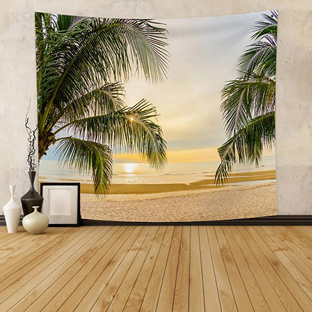 

Palm Tree Sunset Beach Tapestry Aesthetic Room Decor Wall Hanging Beautiful Landscape For Living Room Bedroom Home Decor