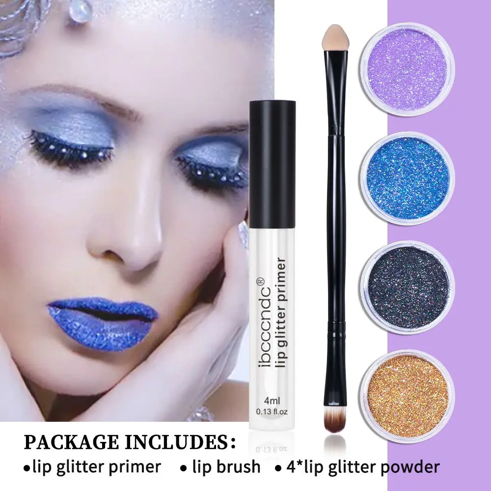

4 Pcs 4 Color Glitter Lip Gloss Matte Metallic Lipstick Kit Cruelty Free Long Lasting Waterproof Glitter Powder For Lips Art