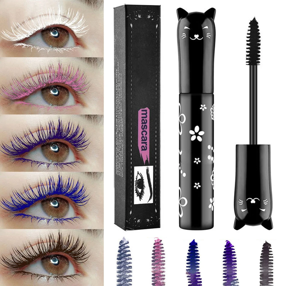 Милая Радужная волокнистая тушь для ресниц с котом красочная Очаровательная