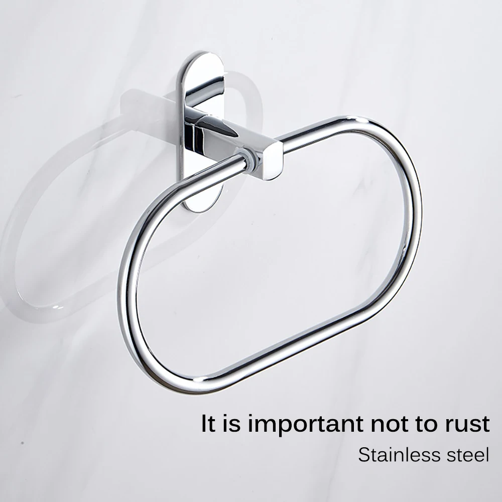 

Punch-Free Towel Ring Tower Holder Stainless Steel Round Towel Rack For Home Use Strong Load-Bearing Capacity