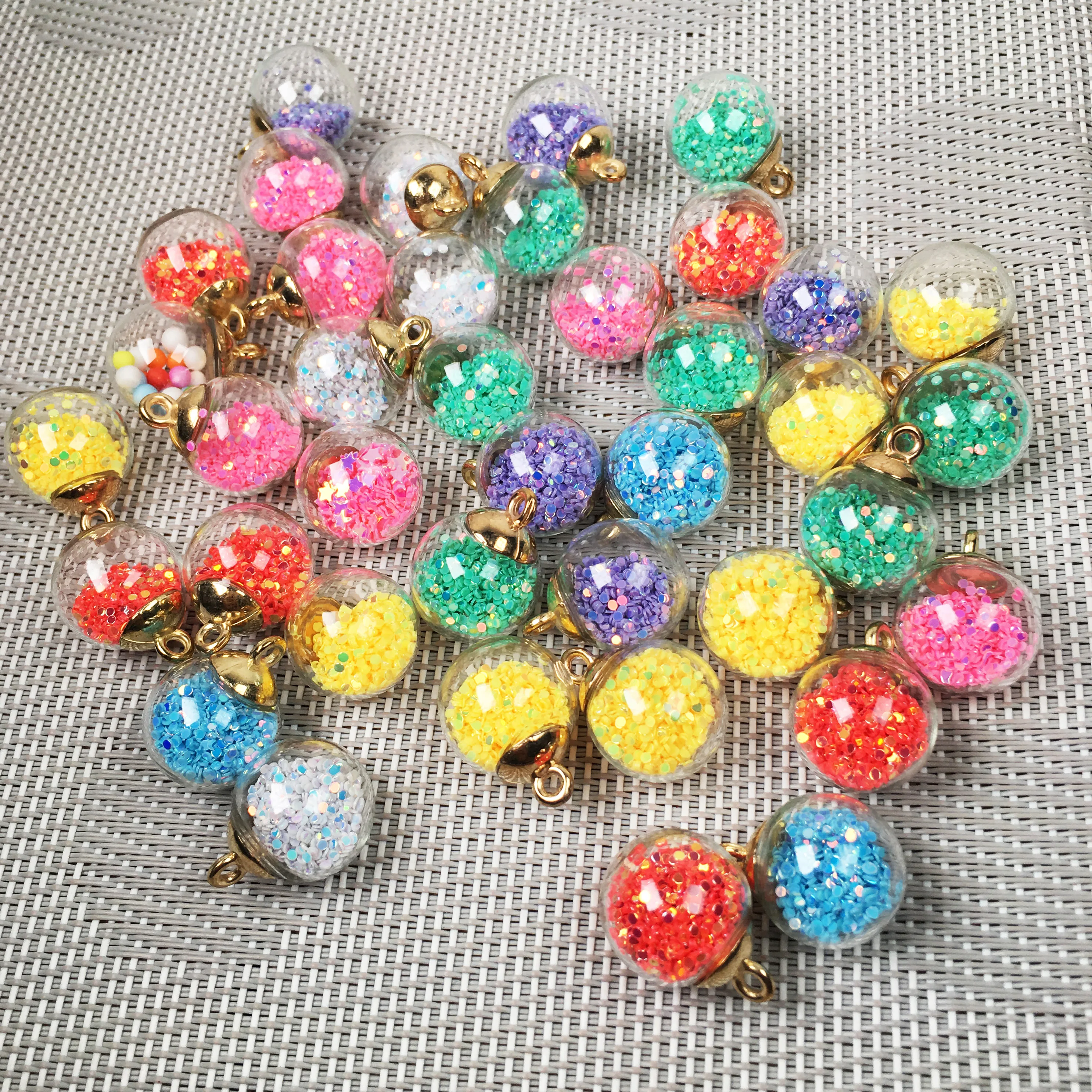 

10Pcs Colorful Transparent vial glass ball Charms Plastic sequins pendant Earring For Jewelry Making DIY Necklace Accessories