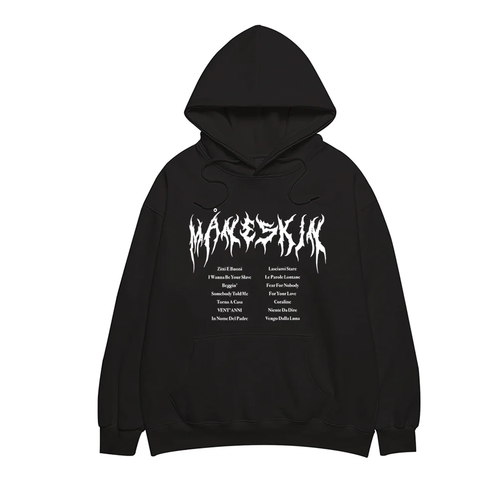 

2021 Fall/winter new polar fleece hooded sweatshirt men Maneskin street Harajuku Hoodies Men's Fashion Oversized pullover coat