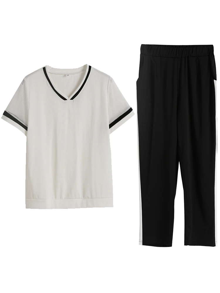 

Sport suit female in the summer of 2021 the new big yards loose choli middle-aged mother leisure two-piece outfit pants