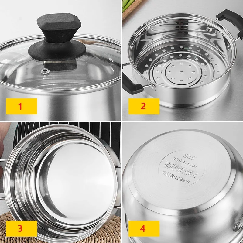 Кастрюля для супа из нержавеющей стали утолщенная индукционная плита работы