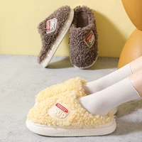 winter indoor slipper outdoor home fluffy plush platform shoes cute fur women and man slippers couples cotton slides large size
