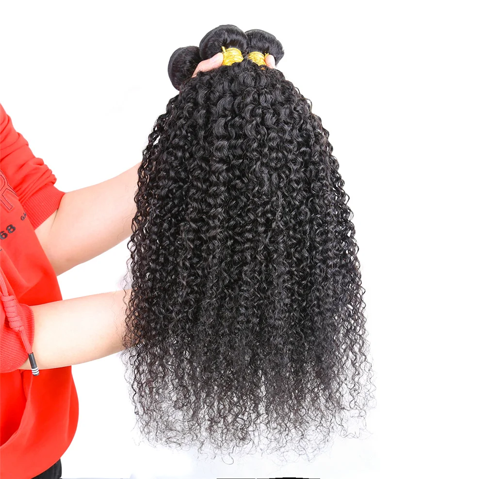Бразильские курчавые вьющиеся человеческие волосы в пучках, натуральные черные 100% человеческие волосы для наращивания, для черных женских ... от AliExpress WW