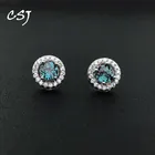 Женские серьги-гвоздики CSJ Real Lab Grown Александрит из стерлингового серебра 925 пробы с драгоценным камнем 5 мм 1.2ct, ювелирные украшения для свадебной вечеринки