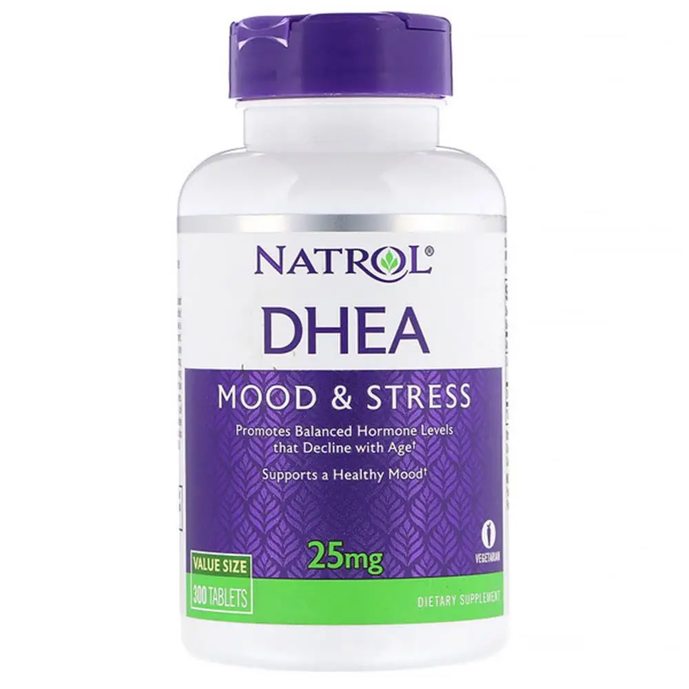 

Natrol DHEA 25 мг, 300 таблеток, настроение и стресс способствуют сбалансированному уровню гормонов, которые уменьшаются со временем