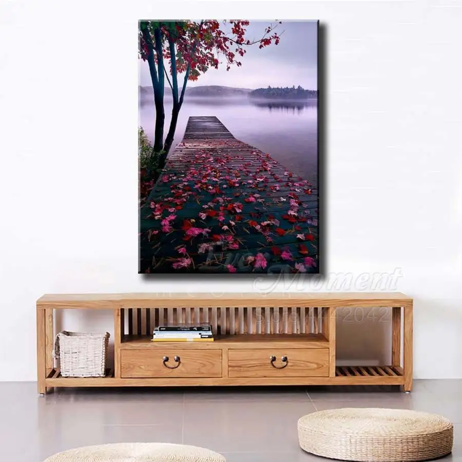 Алмазная живопись с изображением листьев стразы пейзажа деревом алмазная