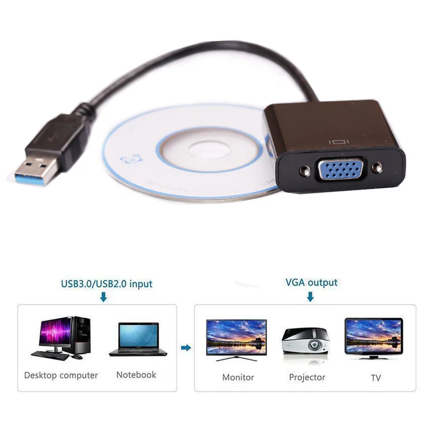 USB 3 0 для VGA Видео Графическая карта дисплей внешний адаптер кабель конвертер Win
