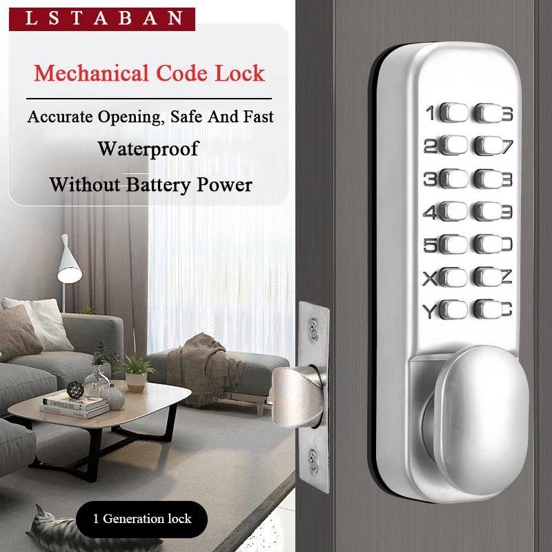 

LSTABAN Механическая кнопка цифрового дверного замка Keyless Password Password Lock Set Водонепроницаемый и бесключевой разблокировки Anti-drop антикоррозийный ...