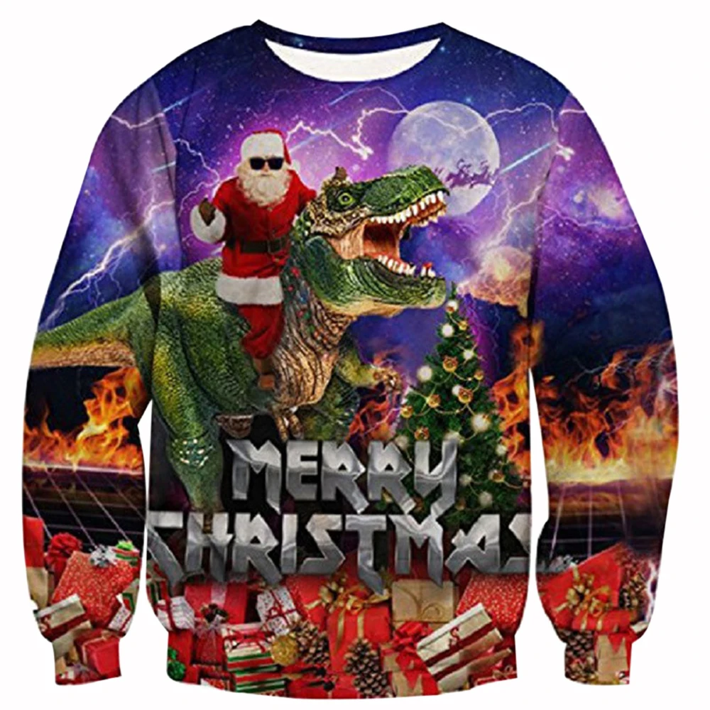 Унисекс женский мужской Рождественский свитер джемпер осенние Рубашки женские 3D