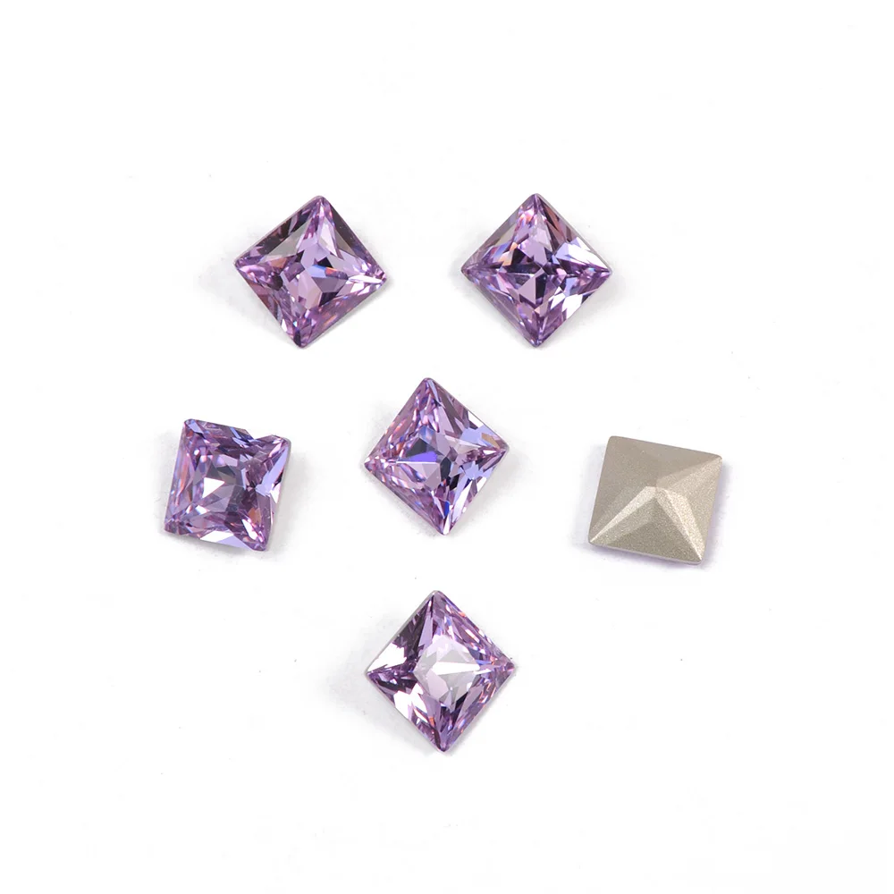 Стразы квадратные стеклянные фиолетового цвета 8/10/12 мм для украшения ногтей |