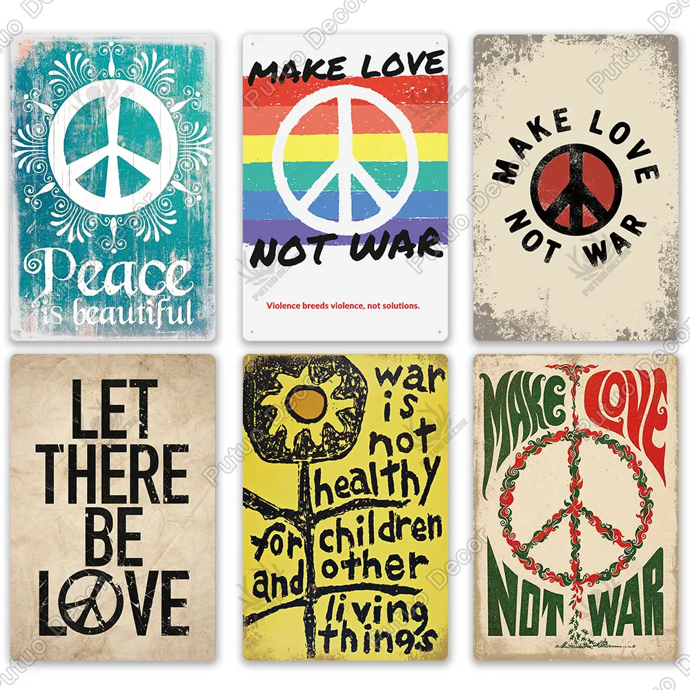 Putuo Decor Anti-war Shabby Metal Sign Tin Decorative Vintage Plate for Pub Bar Man Cave Club Room Home Wall | Дом и сад