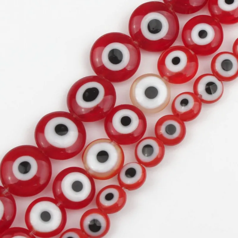 Красные Бусины злой глаз полоса Смола бусины плоские круглые дисковые
