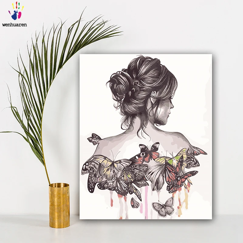 Сделай Сам картинки для раскраски по номерам с цветами задняя сторона женщины