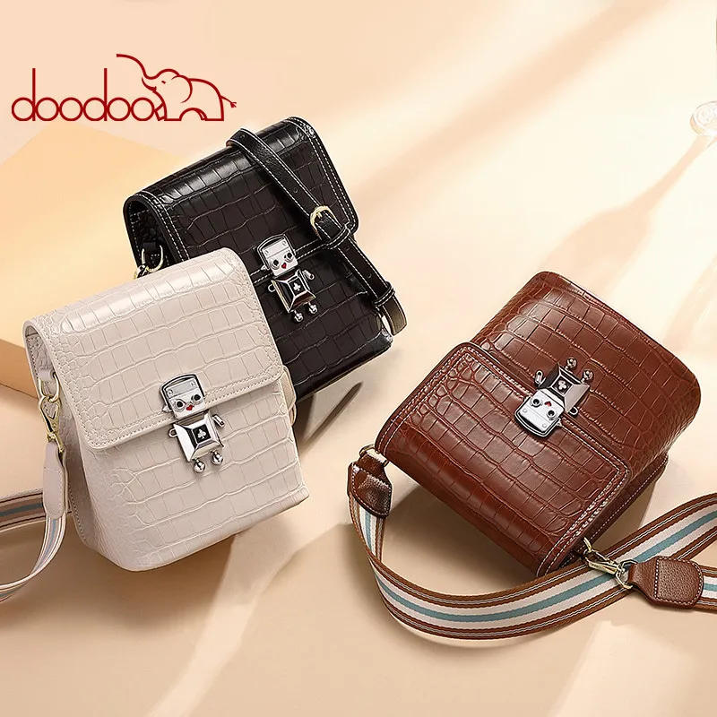

DOODOO Female 2020 New Spring And Spring Summer Wild Fashion Bucket Bag Shoulder Messenger Bag Crocodile Pattern Female Bag