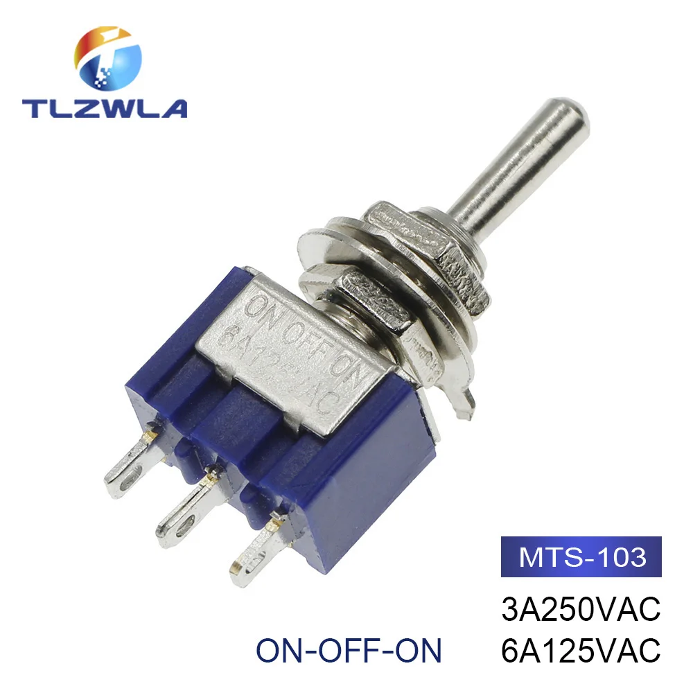 

100 шт. переключатель SPDT DPDT клавишный выключатель MTS 5A 6A 125 в переключатель самосброса 3A 250 AC 3 6-контактный вкл-ВКЛ-ВЫКЛ пусковой переключатель