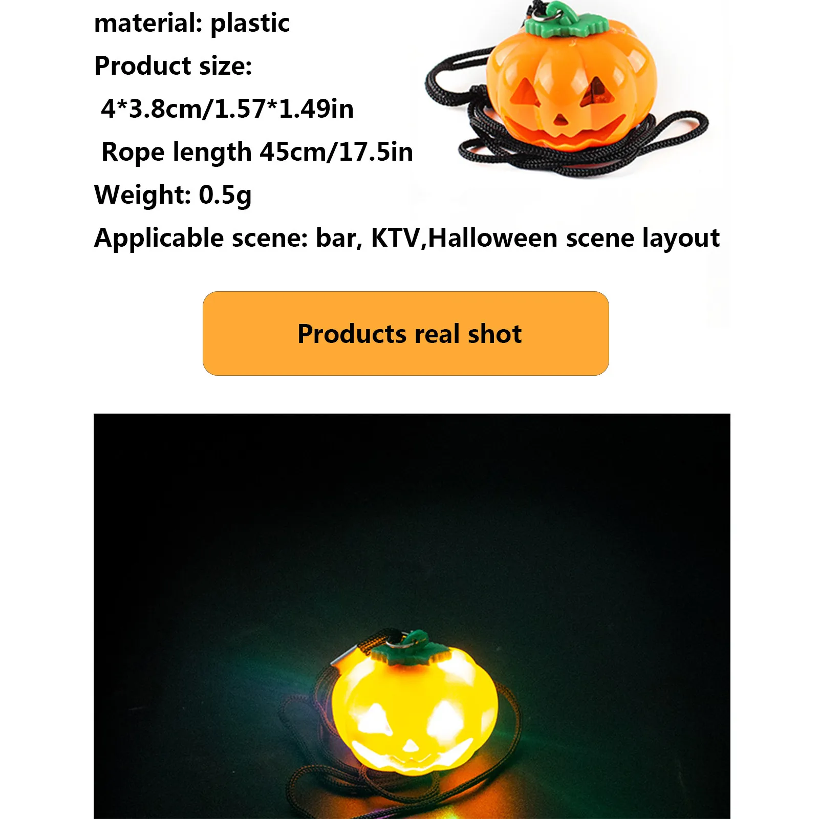 Collar de Noche de Brujas con calabaza iluminada, recuerdos de fiesta de Halloween para ni&ntilde;os, suministros de fiesta naranja, juguetes iluminados, juguete de Halloween-5