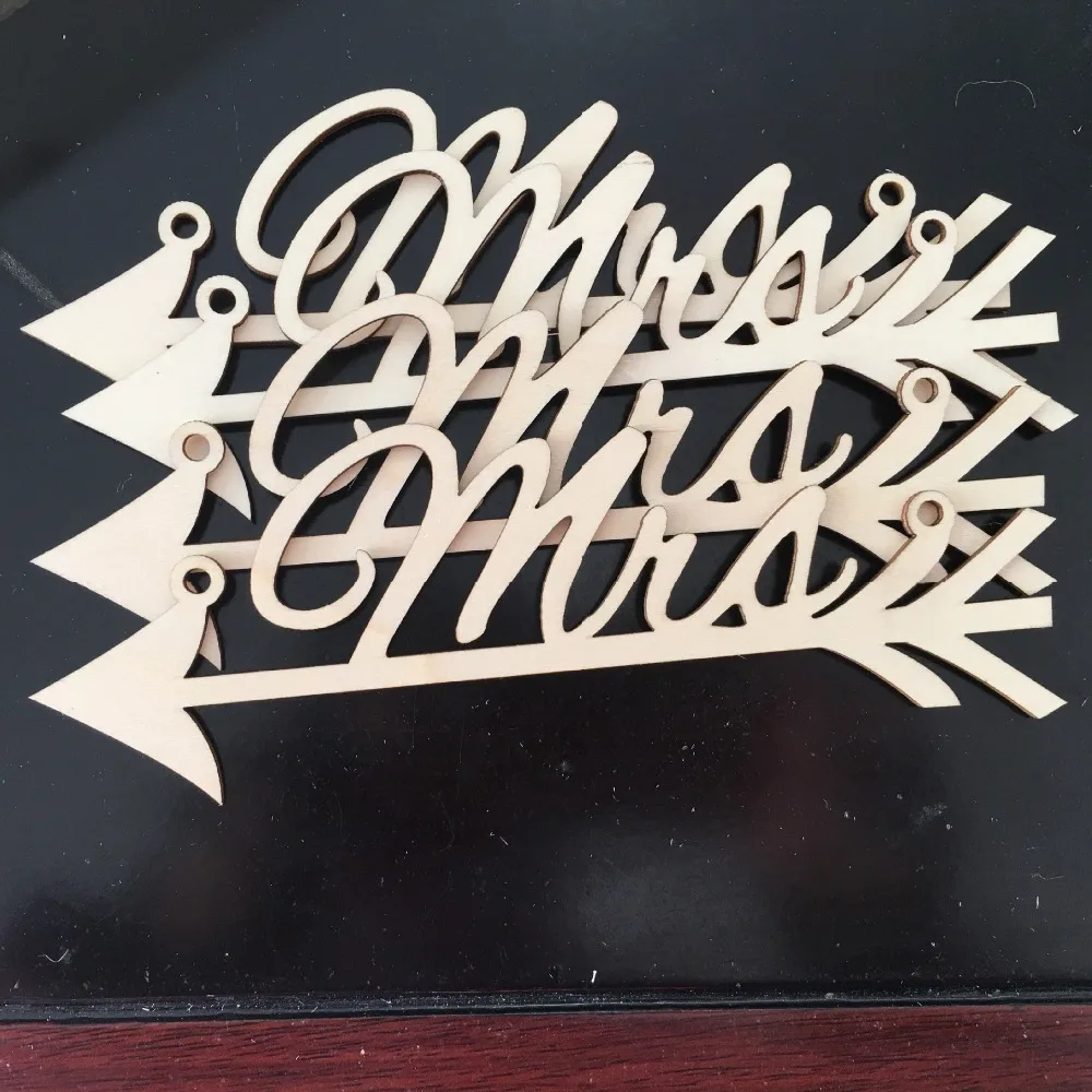 2 шт. деревянная ручная креативная подвеска с пеньковой веревкой буквы MR & MRS Arrowhead