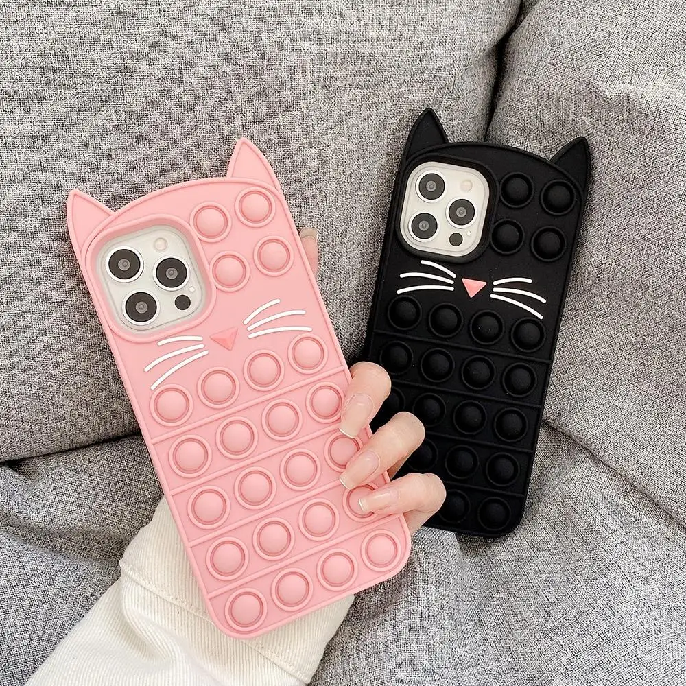 for oppo a15 a35 a33 a32 a3s a5 a12e a5 a9 a53 a53s 2020 phone case rainbow beans cat bubbles relieve stress soft silicone cover free global shipping