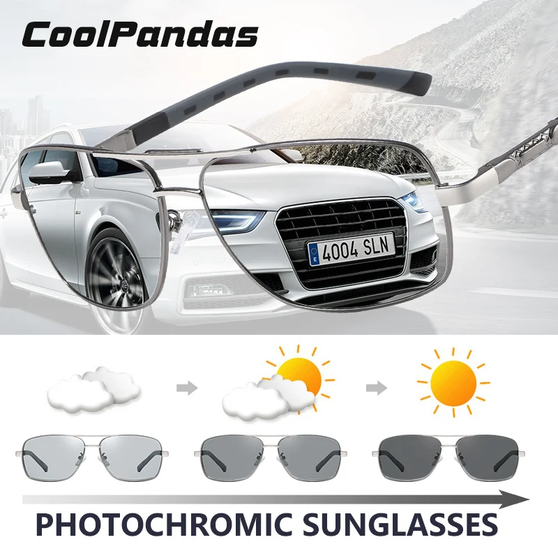 CoolPandas Brand Design Square Sunglasses Men Women Polarized Photochromic Sun Glasses Driving Goggle lentes de sol hombre