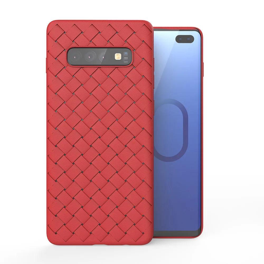 Красный KEYSION чехол для телефона для samsung Galaxy S10+ Plus S10e Note 10 Pro 9 сетчатый тканый силиконовый чехол для A70 A50 A40 A30 A20 A10 A70S - Цвет: Красный