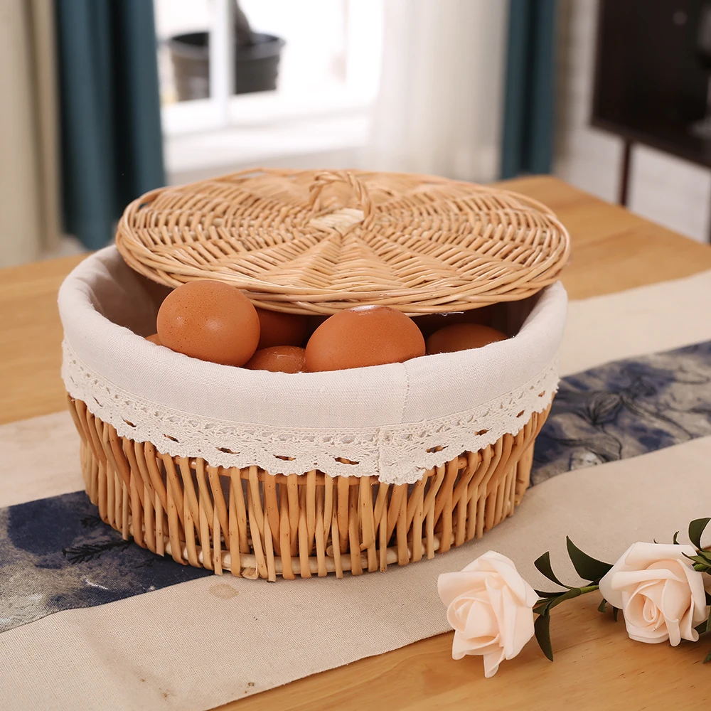 Плетеная корзина из ротанга с крышкой тканые игрушки для перекуса ящик хранения