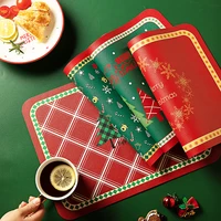 christmas leather placemats kitchen supplies oil proof dining table insulation pads home anti scald pads pvc western placemats
