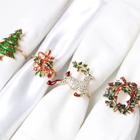 high end christmas tree napkin buckle flower wreath elk bell santa claus style hotel household supplies gift stainless steel