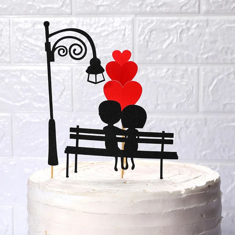 

Wedding Cupcake Topper Cute Love Heart Sweet Kiss Cake Topper Flags For Anniversary Wedding Baby Birthday Party Cake Decorations