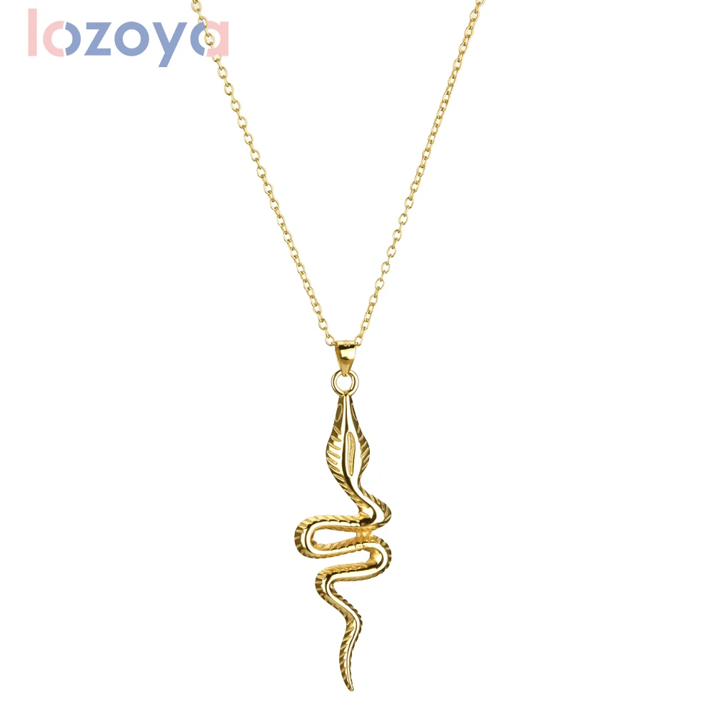 

Lozoya 100% 925 Sterling gold Small snake Pendant Necklace 2020 Rock Punk Fashion Women Accessories Fine Jewelry Crystal