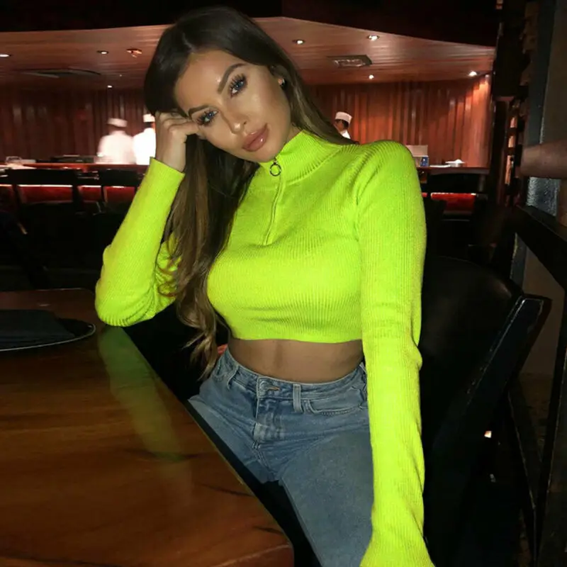 Женская трикотажная водолазка готическая Сексуальная облегающая эластичная