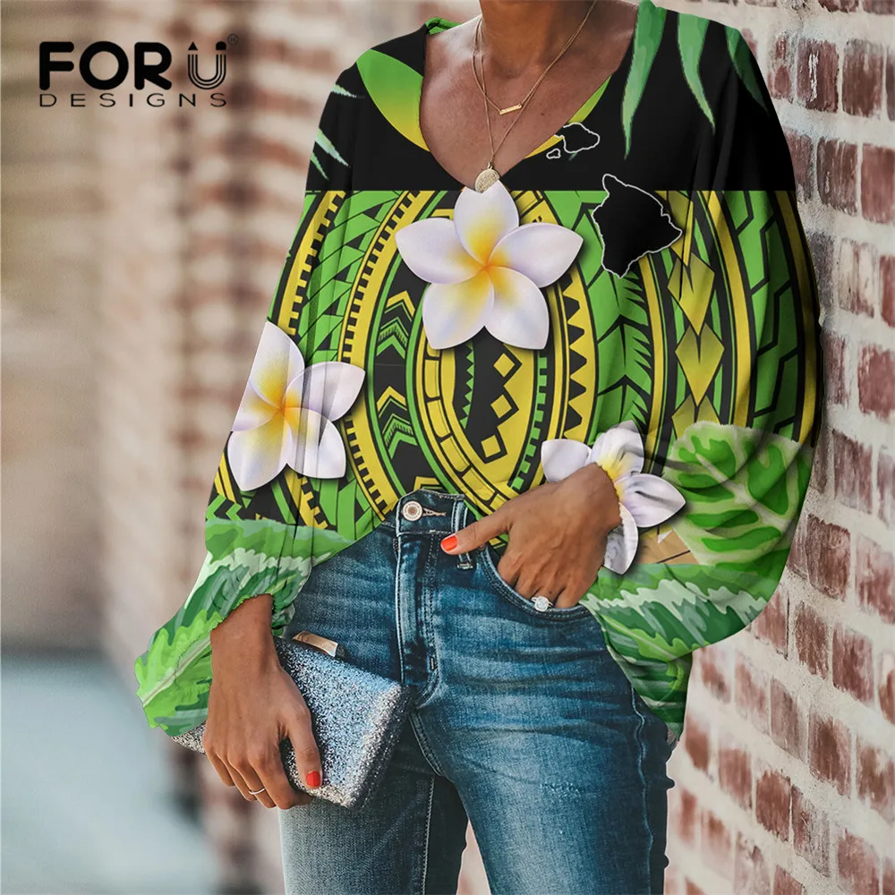Женская шифоновая блузка FORUDESIGNS с градиентом полинезийская Плюмерия цветочный