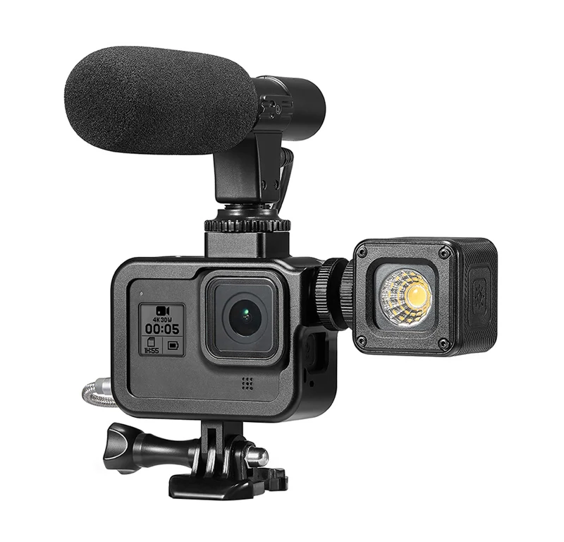 Защитный чехол Vlogging Cage для GoPro Hero 8 с черным креплением для микрофона Vlog Cage корпус Корпус рамка чехол для холодного башмака
