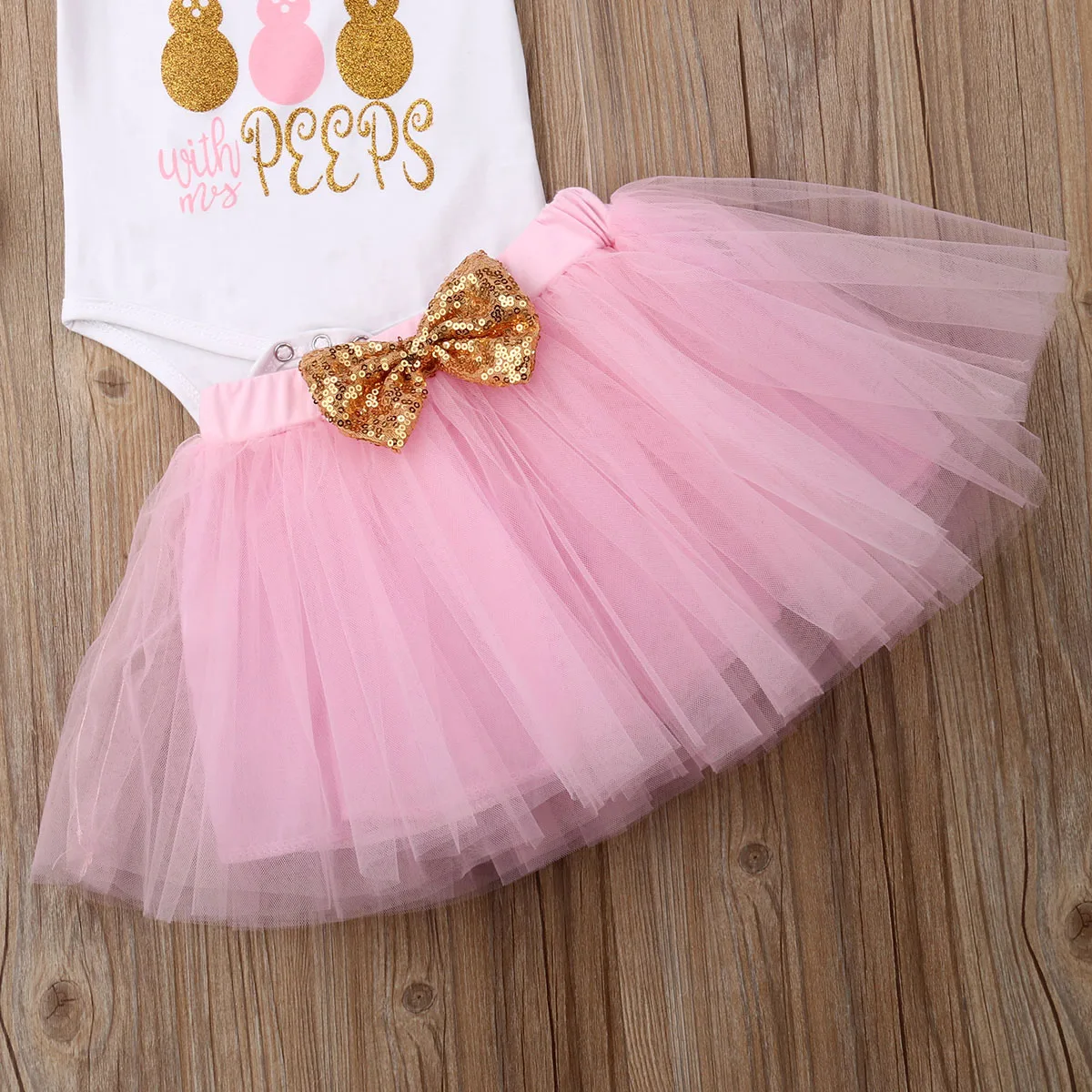 Комплект из 3 предметов боди с короной и юбкой-пачкой для маленьких девочек на