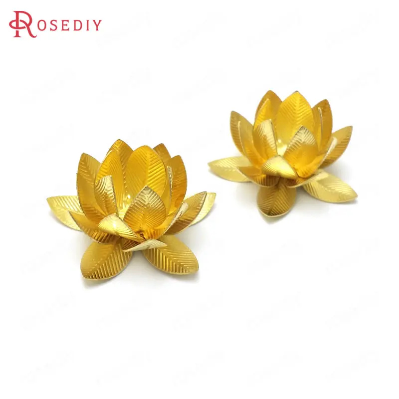 

(C802)10 pieces 27mm,height 14mm Not plated color Brass 3D Multi-layer Lotus Flower Diy Jewelry Findings Accessories Wholesale
