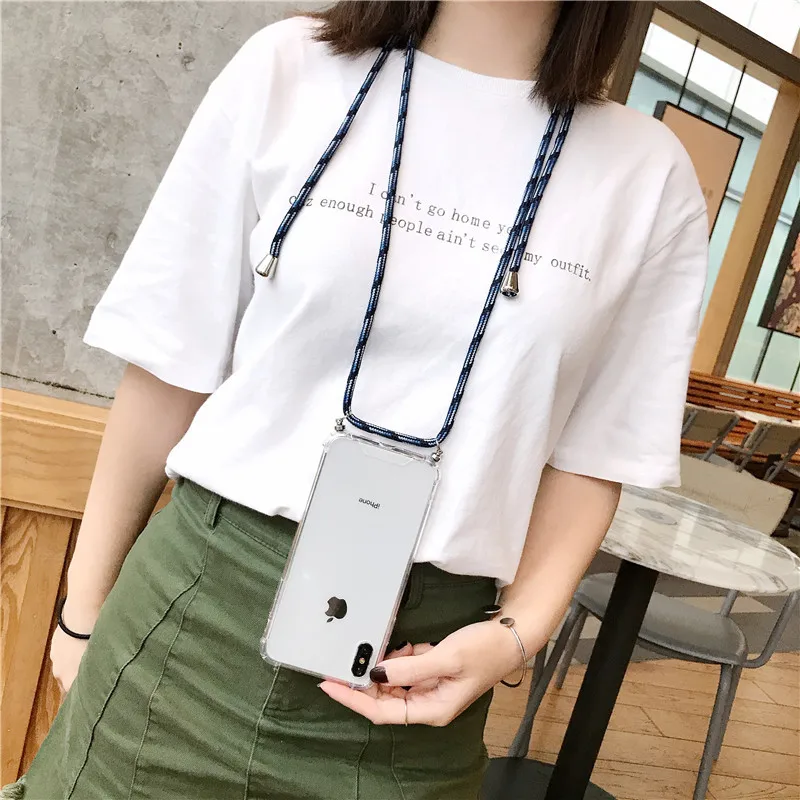 

Strap Chain Phone Case for Huawei P30 P20 Mate 20 Pro Lite p30pro p40 Lite E P 40 Case Tape Necklace Lanyard Mobile Carry Cover