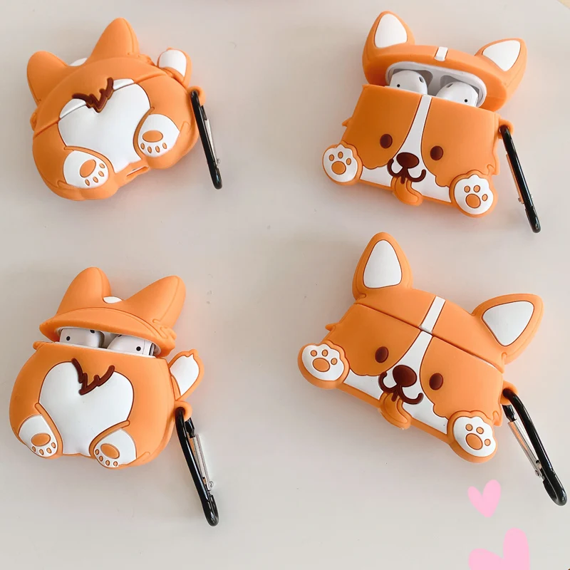 Для Airpods Pro 3D Kawaii мультипликационный парный влюбленный корги собака щенок задница